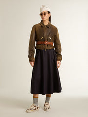 Women’s midnight blue wool skirt