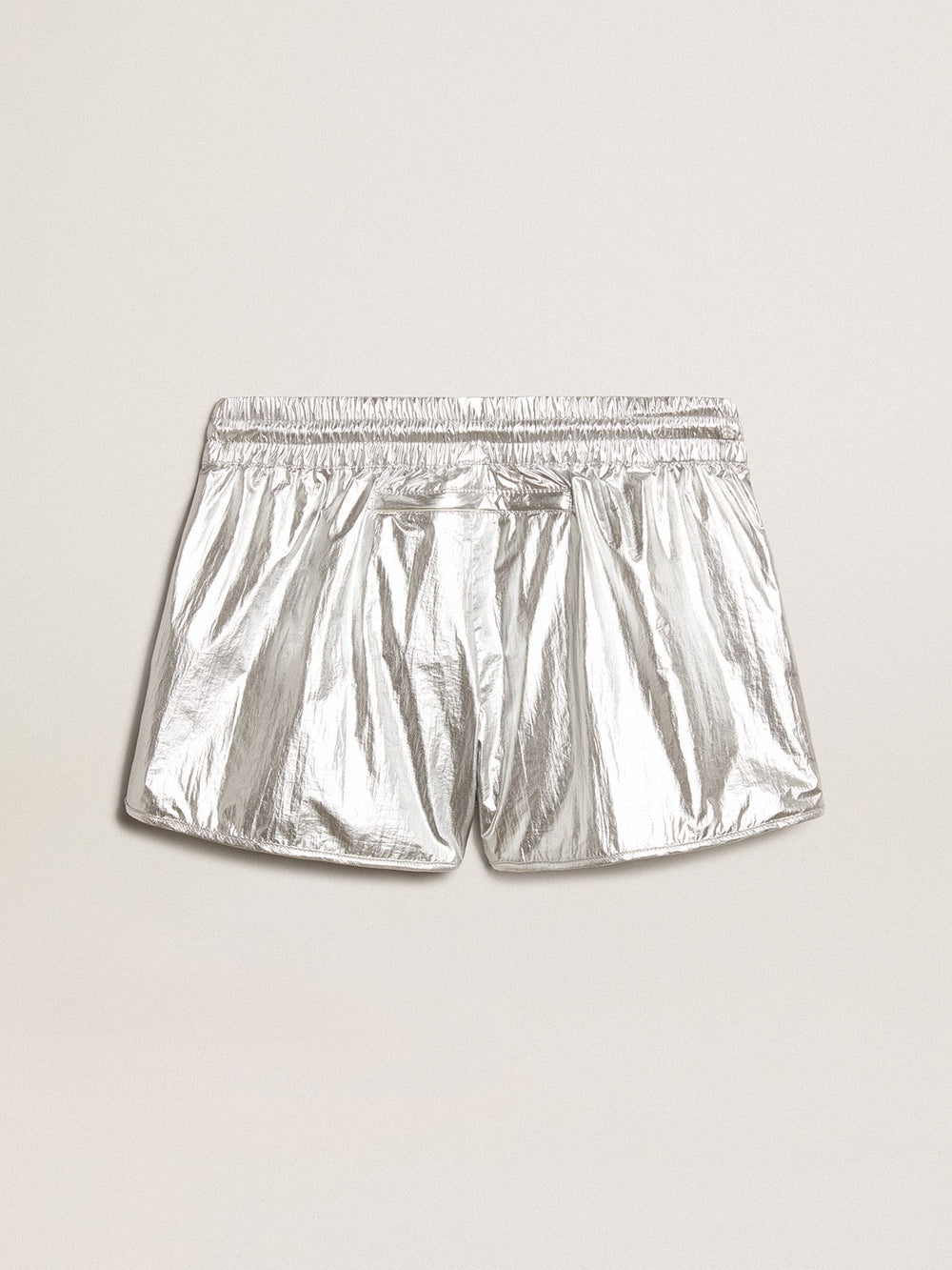 Women’s running shorts in silver fabric