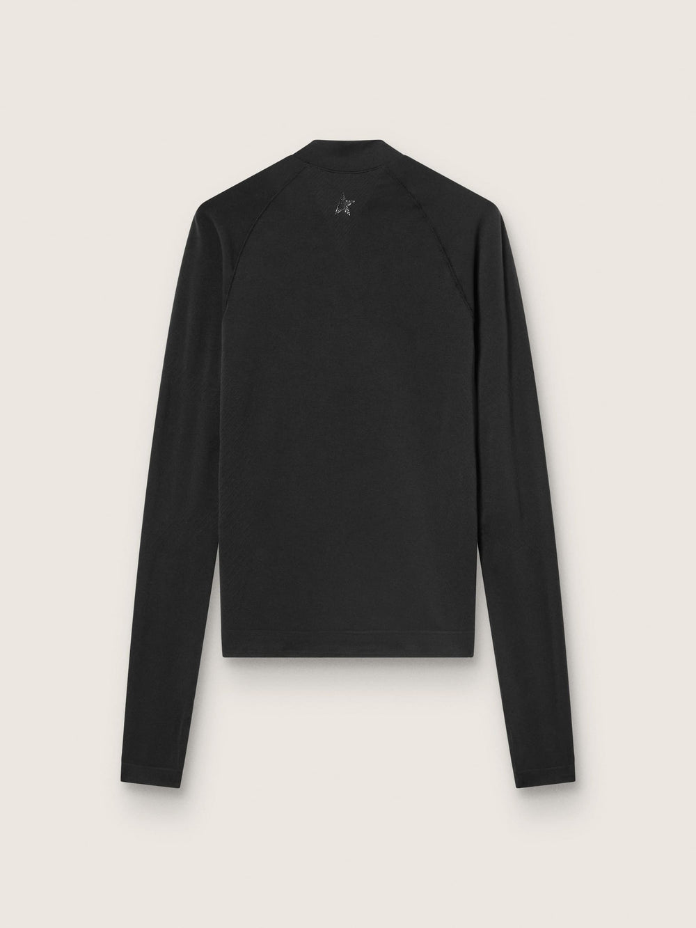 Women's black long-sleeve sports top with zip