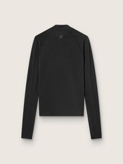Women's black long-sleeve sports top with zip