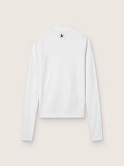 Women's white long-sleeve sports top with zip