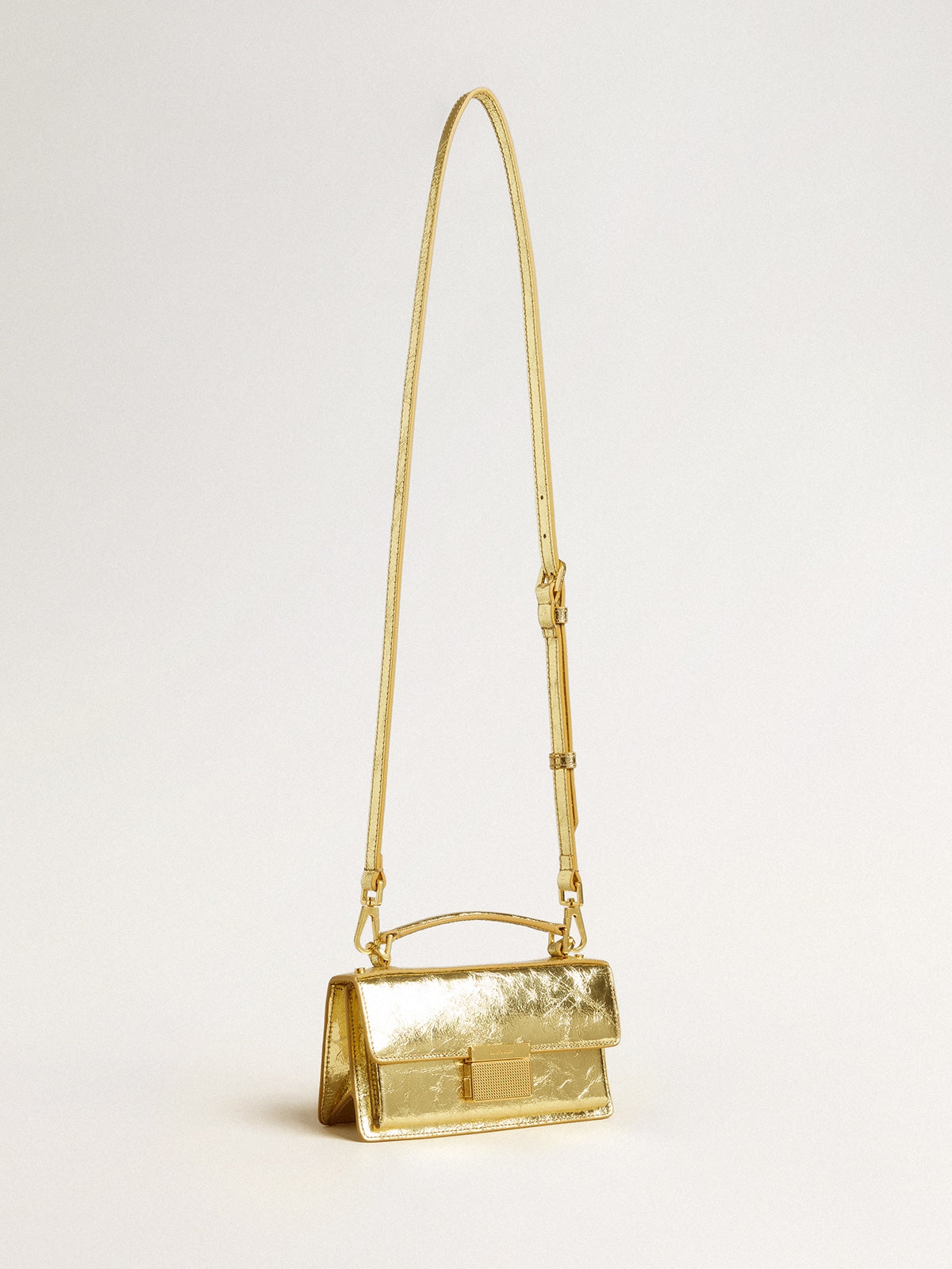 Small Venezia Bag in gold metallic leather with gold details