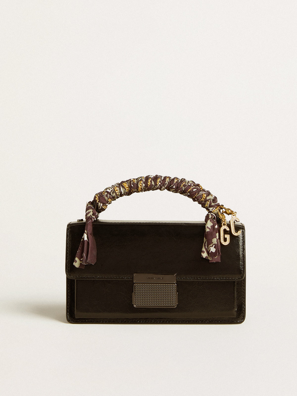 Small Venezia Bag in black metallic leather with black details