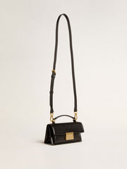 Small Venezia Bag in black boarded leather with gold details