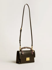 Venezia Bag in black boarded leather with scarf and double charm