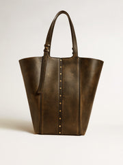 24/7 Bag North South in black distressed leather with adjustable handles