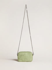 Mini Star Bag in light green snake-print leather