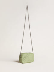 Mini Star Bag in light green snake-print leather