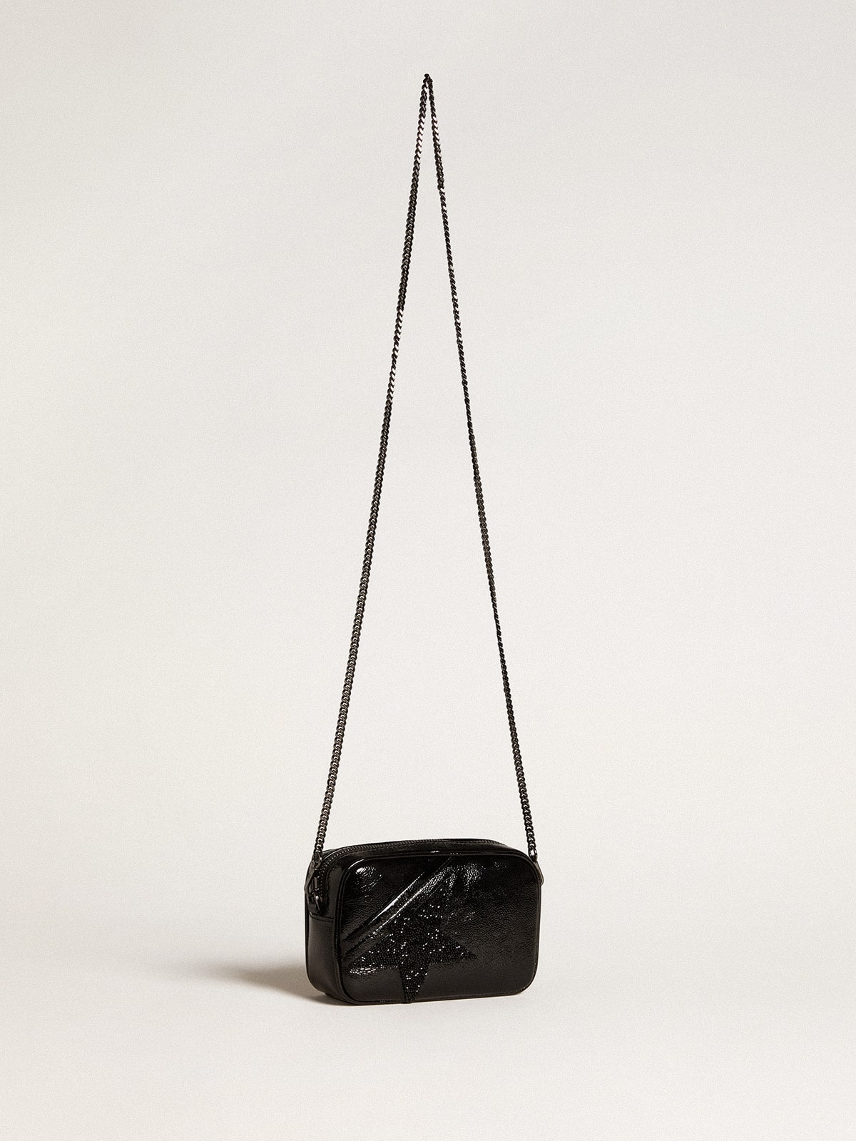 Mini Star Bag in black leather with Swarovski crystal star