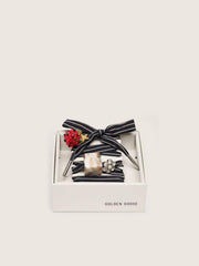 Skins blue and beige striped laces with raspberry, stone and crystal charms