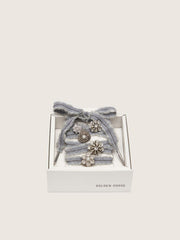 Skins gray laces with mohair trim and crystal charms