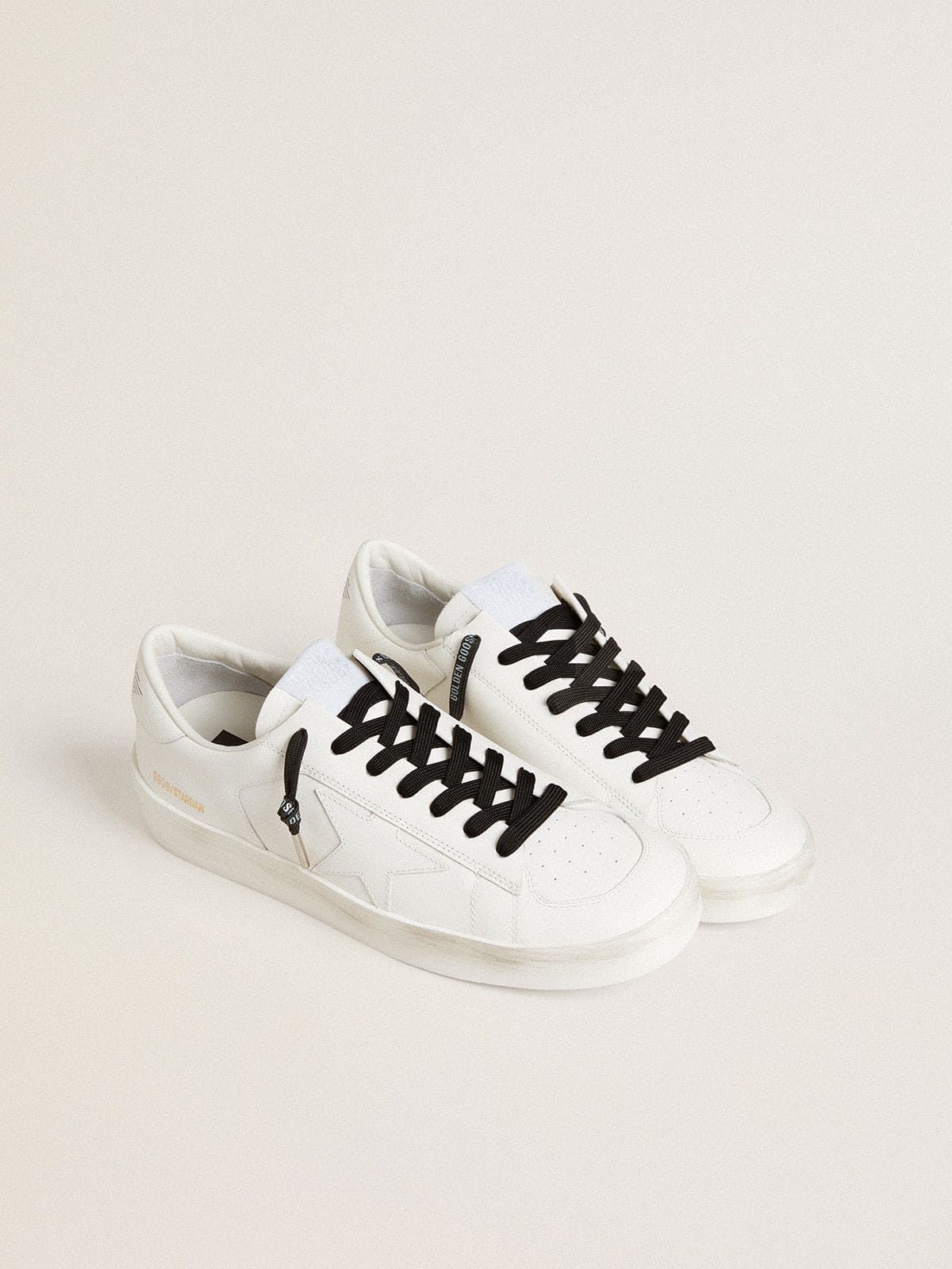 Black cotton laces with contrasting silver logo