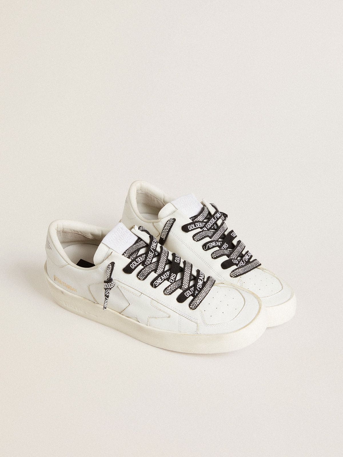 Swarovski laces with contrasting white logo