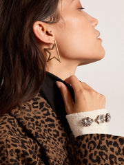 Women's Star antique gold color pendant earrings