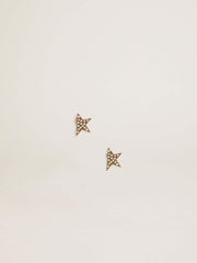 Women's stud earrings in antique gold color with crystals