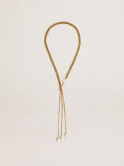 Necklace with antique gold-colored chains with pearls