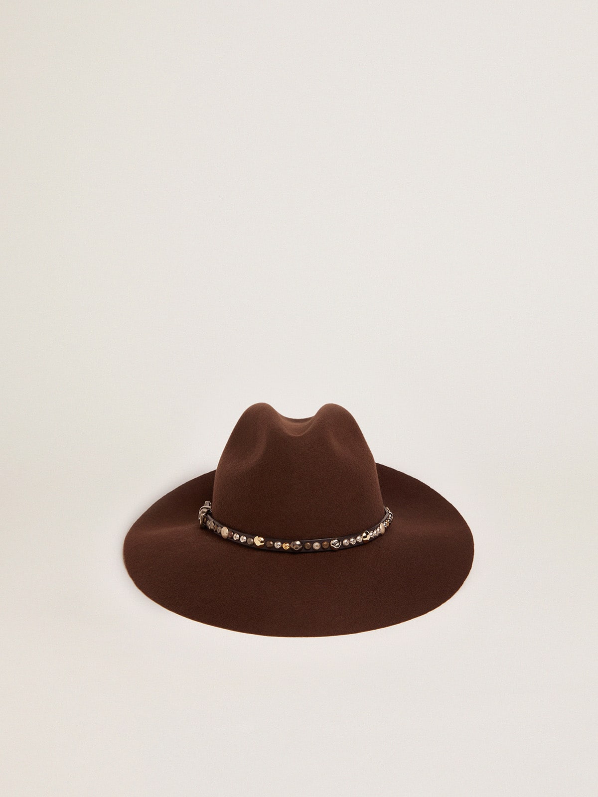 Women’s studded brown Fedora hat | Golden Goose