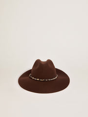 Women’s studded brown Fedora hat | Golden Goose