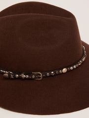 Women’s studded brown Fedora hat | Golden Goose