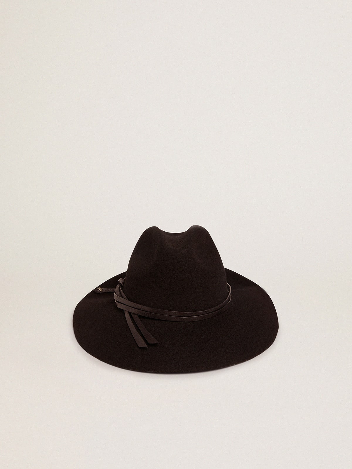 Women’s black Fedora hat with strap | Golden Goose