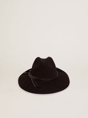 Women’s black Fedora hat with strap | Golden Goose