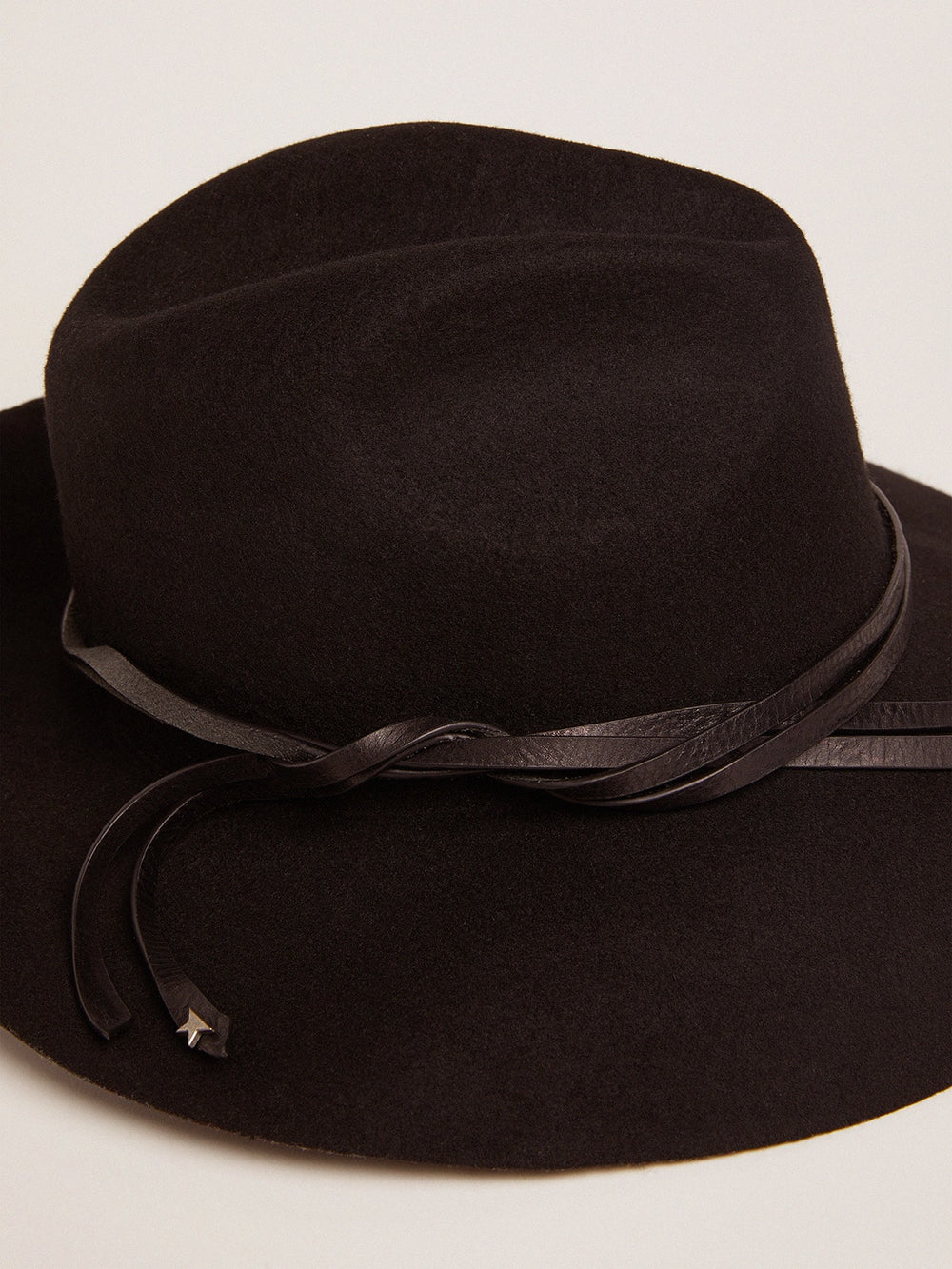 Women’s black Fedora hat with strap | Golden Goose