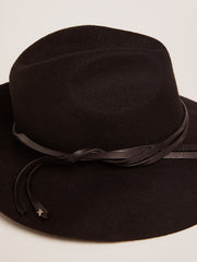 Women’s black Fedora hat with strap | Golden Goose