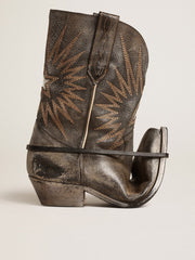Women’s low Wish Star boots in black leather with silver star
