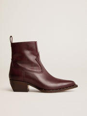Womens's low Debbie boots in burgundy leather
