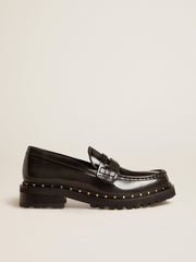 Women’s chunky loafers in studded black leather