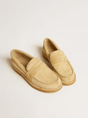 Jerry loafer in ecru waxed suede