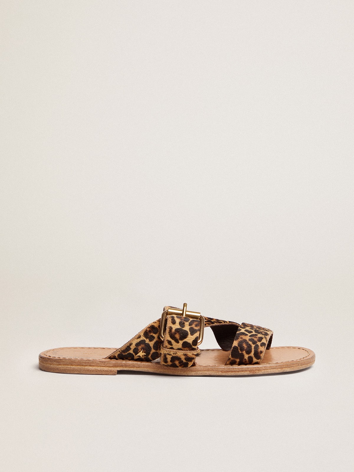 Leopard pony skin sandals for women Margaret | Golden Goose