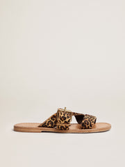 Leopard pony skin sandals for women Margaret | Golden Goose