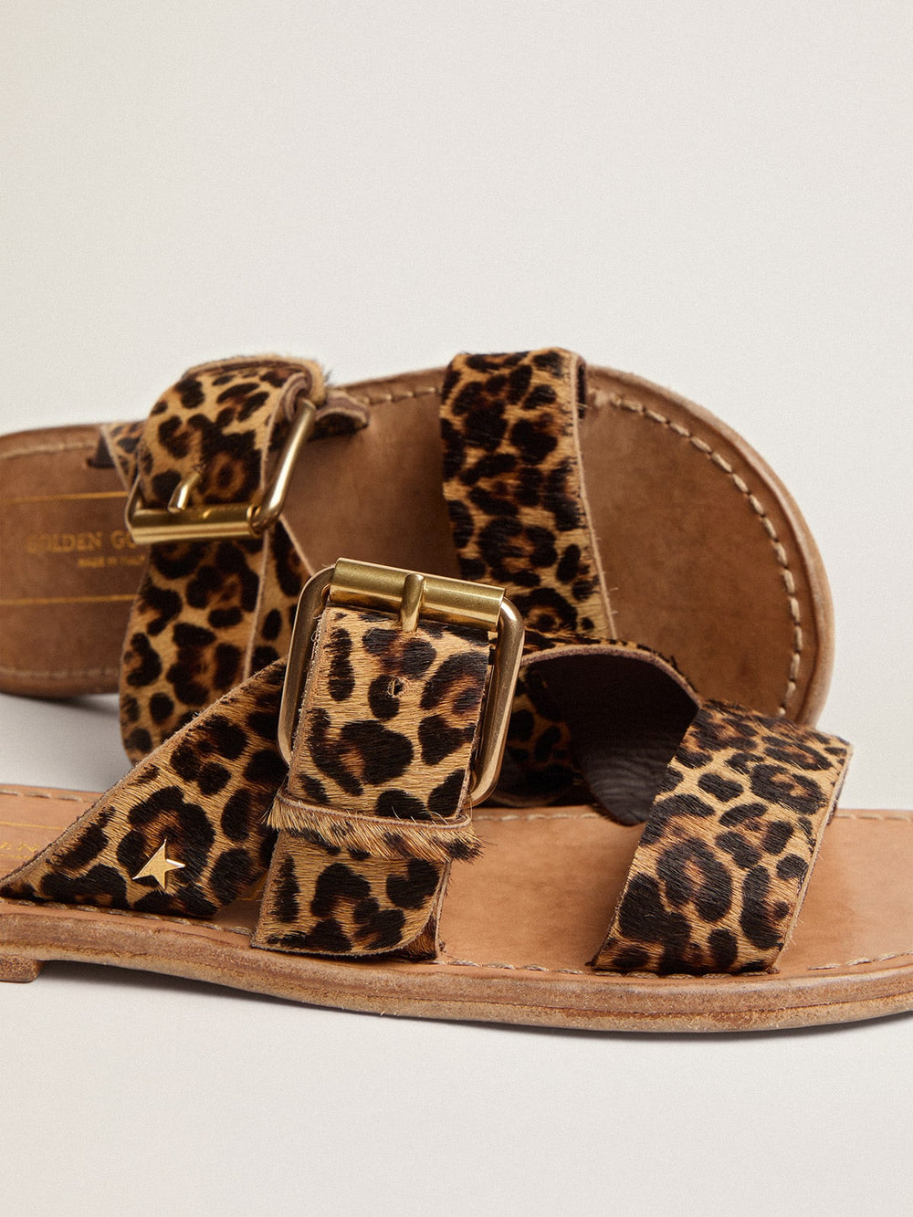 Leopard pony skin sandals for women Margaret | Golden Goose