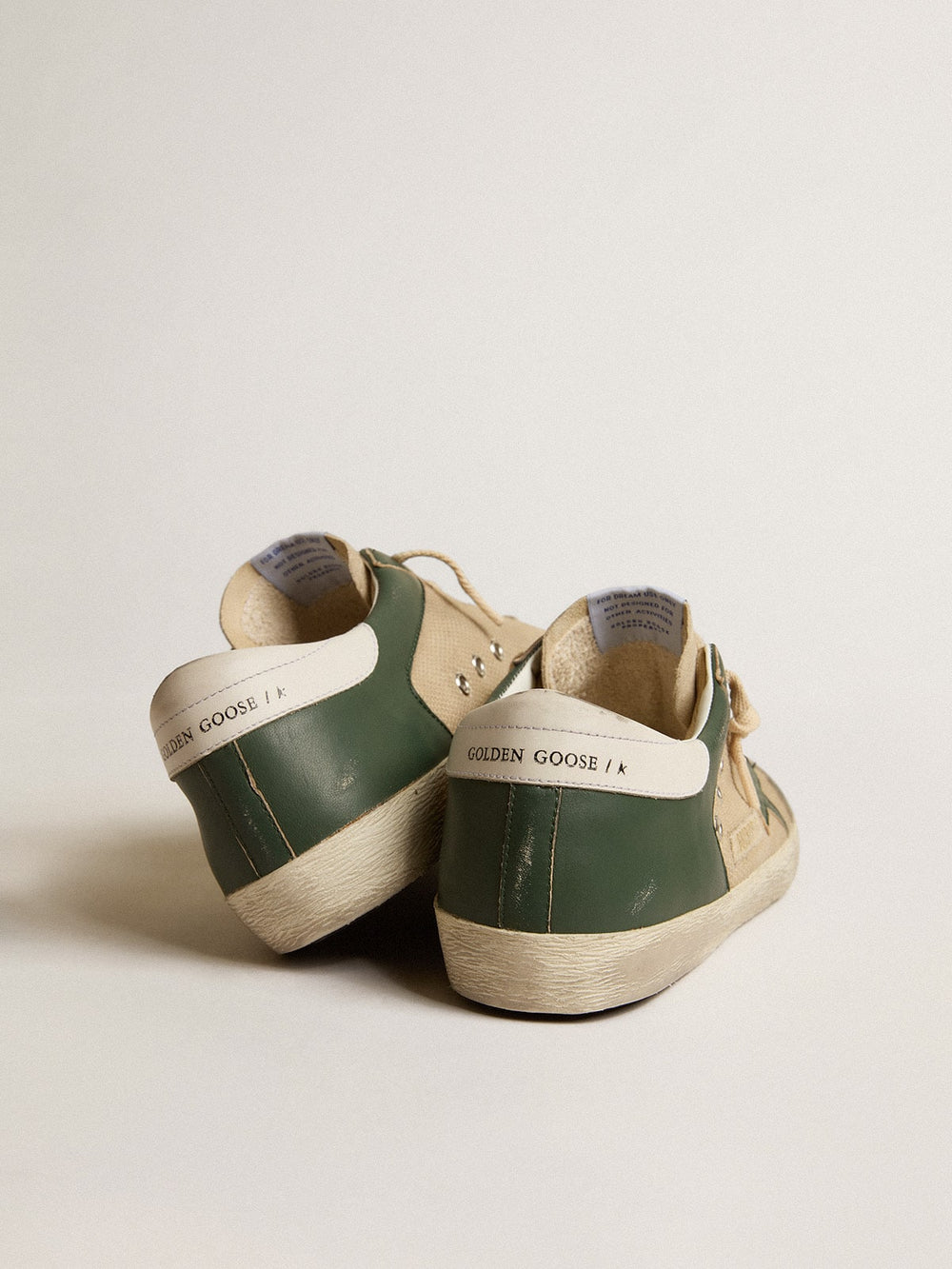 Men's Super-Star  in cream mesh and green nappa with nappa star