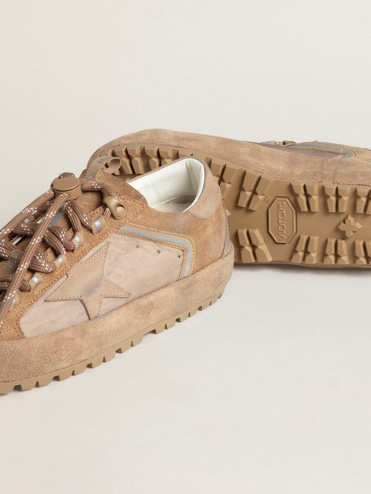 Men's Super-Star Ski in Dolmias and caramel suede with marble nubuck star and heel tab