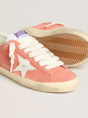 Men’s Super-Star in coral suede with white leather star and heel tab