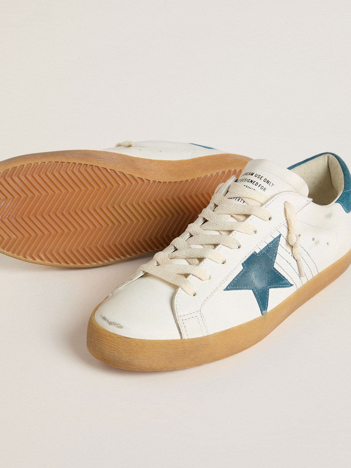 Men's Super-Star in leather with petrol-blue suede star and heel tab