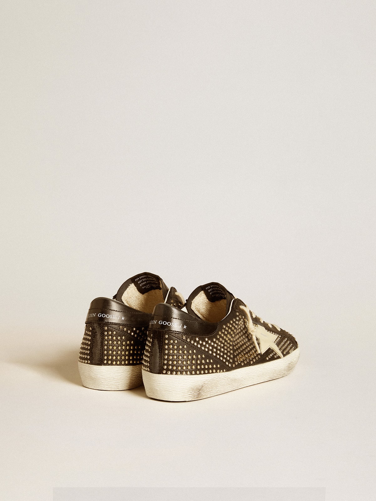 Men’s Super-Star in studded black nappa with white leather star