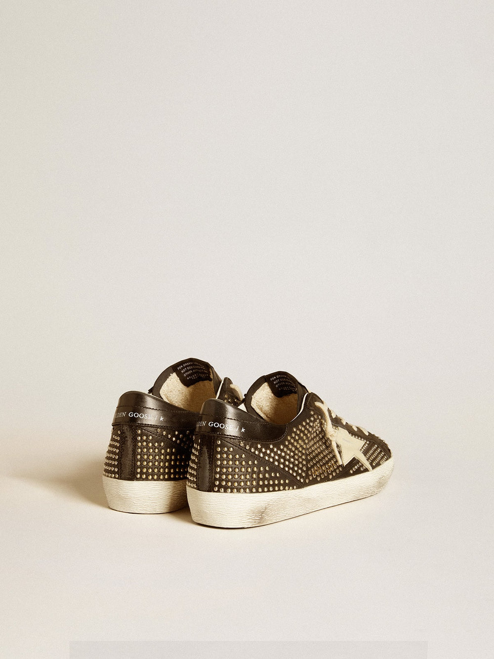 Men’s Super-Star in studded black nappa with white leather star