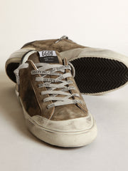 Super-Star  in military-green suede with screen-printed star
