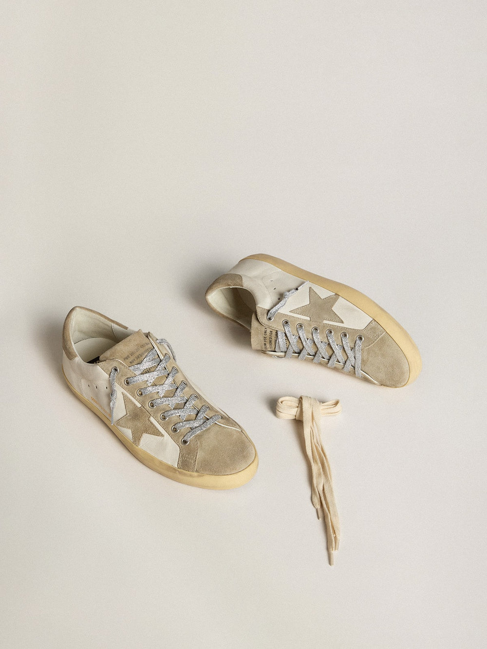 Men’s Super-Star in nappa with ice-gray suede star and black embroidery