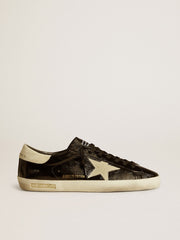 Men's Super-Star  in black patent leather with suede star and heel tab