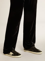 Men's Super-Star  in black patent leather with suede star and heel tab