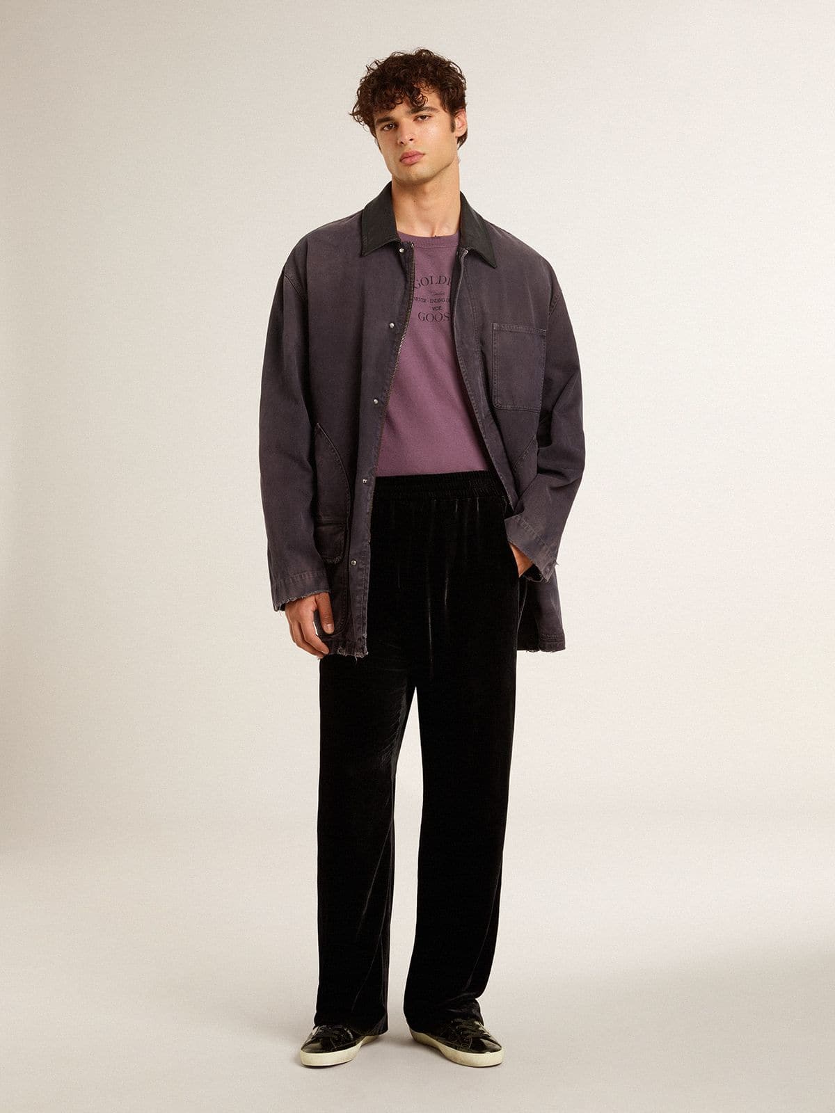 Men's Super-Star  in black patent leather with suede star and heel tab