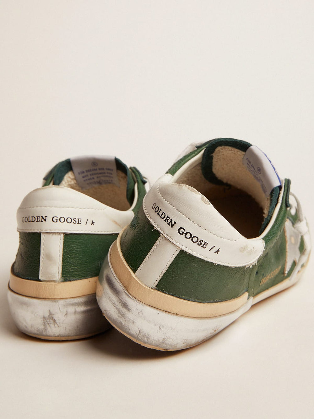 Men's Super-Star in green leather and multifoxing