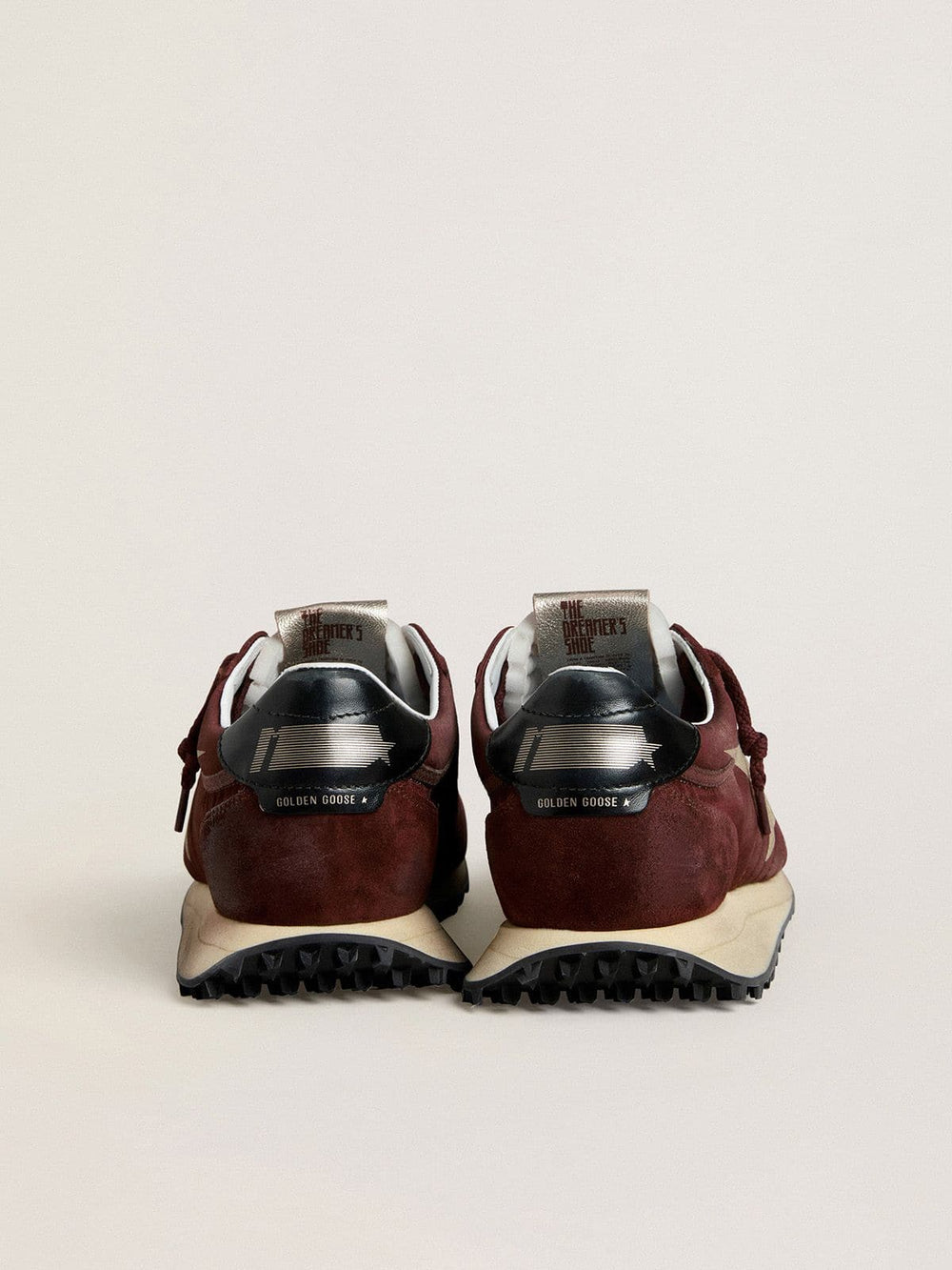 Men's Marathon with burgundy satin upper and platinum leather star