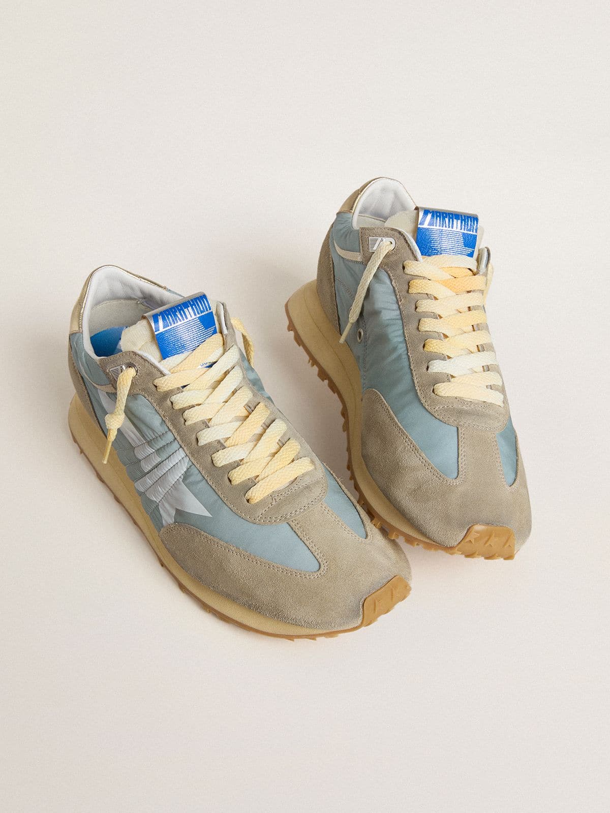 Men’s Marathon with light blue nylon upper and pastel blue star