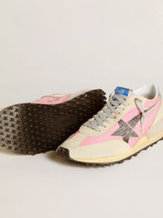 Men's Marathon in pink nylon and gold suede with black printed star