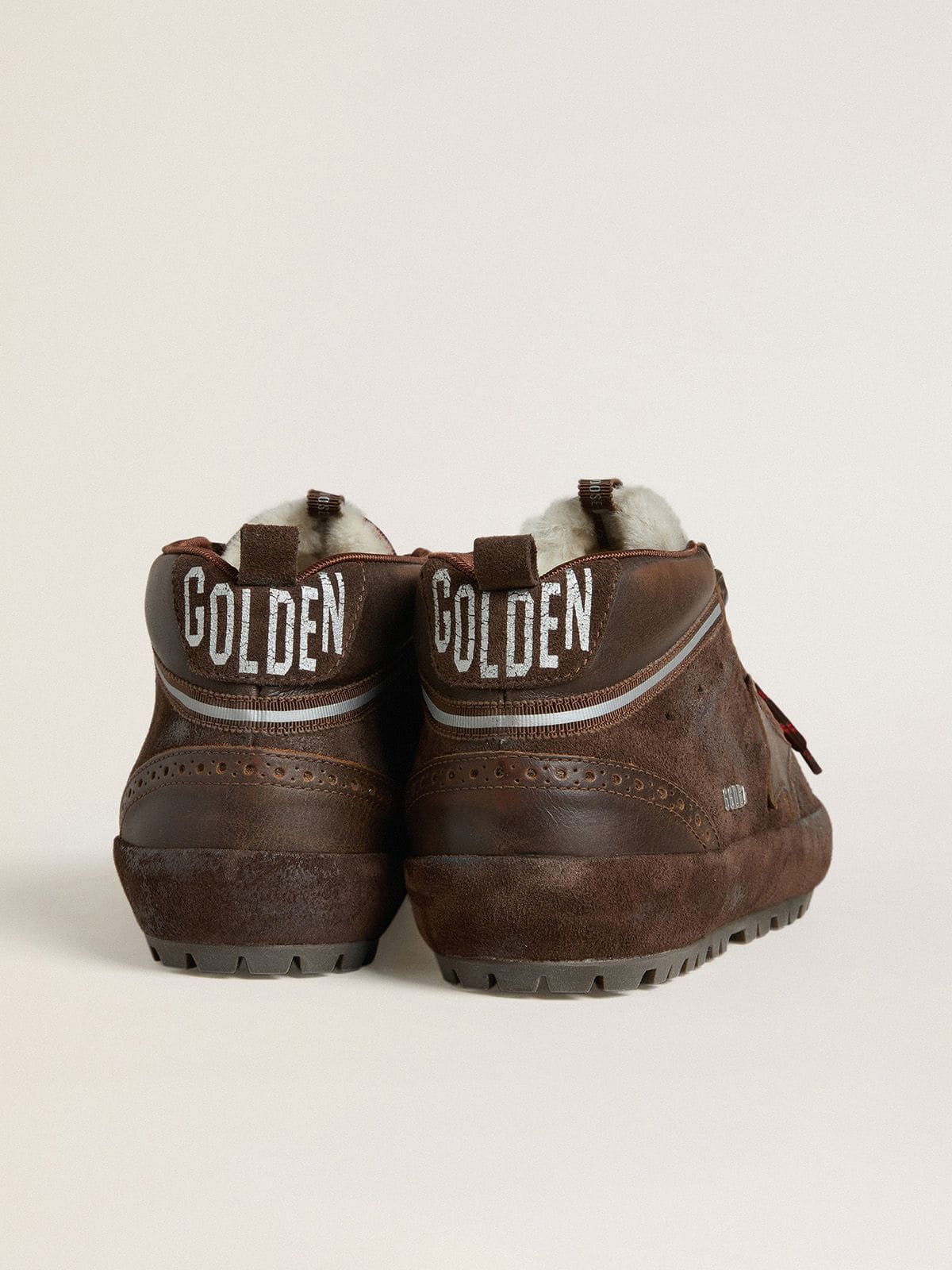 Men's Mid Star Ski in brown suede with leather star and suede heel tab